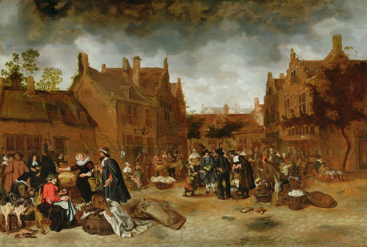 سوق في الشتاء ، 1653 بواسطة Sybrandt van Beest