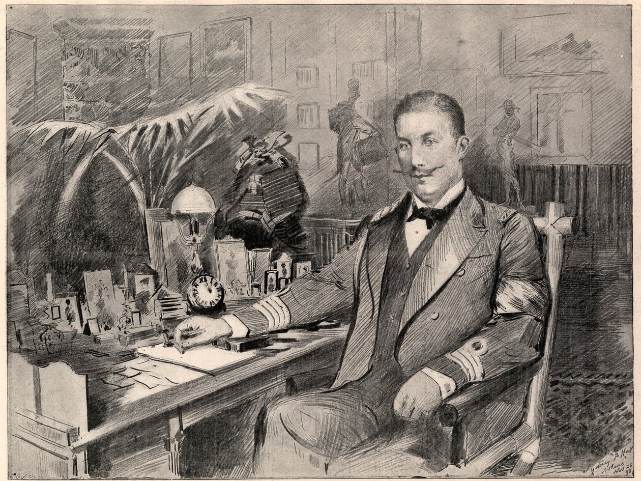 الأمير جورج من اليونان والدنمارك ، المفوض السامي لجزيرة كريت ، في المنزل في أثينا ، 1898. بواسطة قاعة سيدني بريور