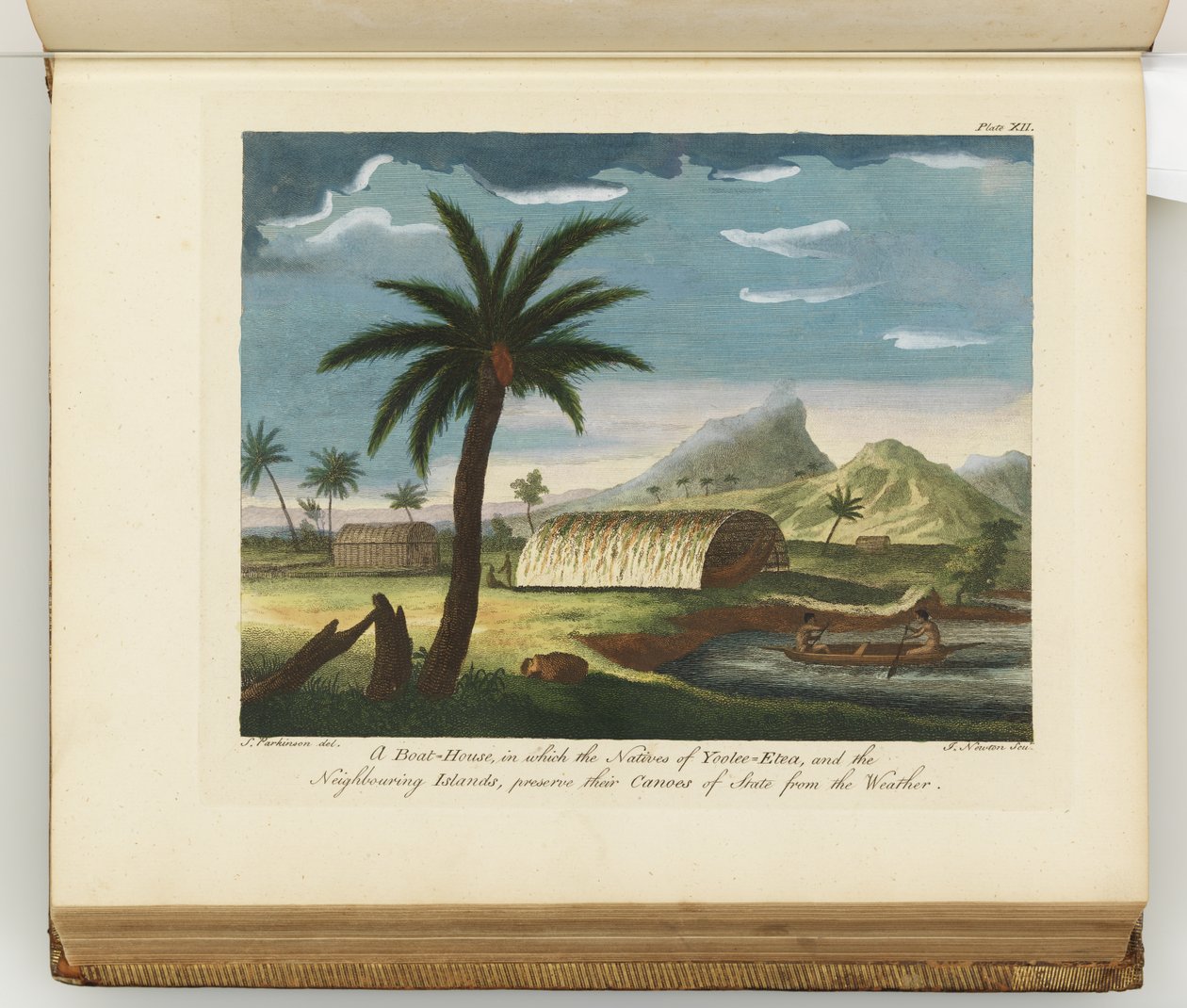 رسم توضيحي من مجلة رحلة إلى البحار الجنوبية: في سفينته جلالة الملكة ، انديفور ، 1794 (نقش يدوي) بواسطة سيدني