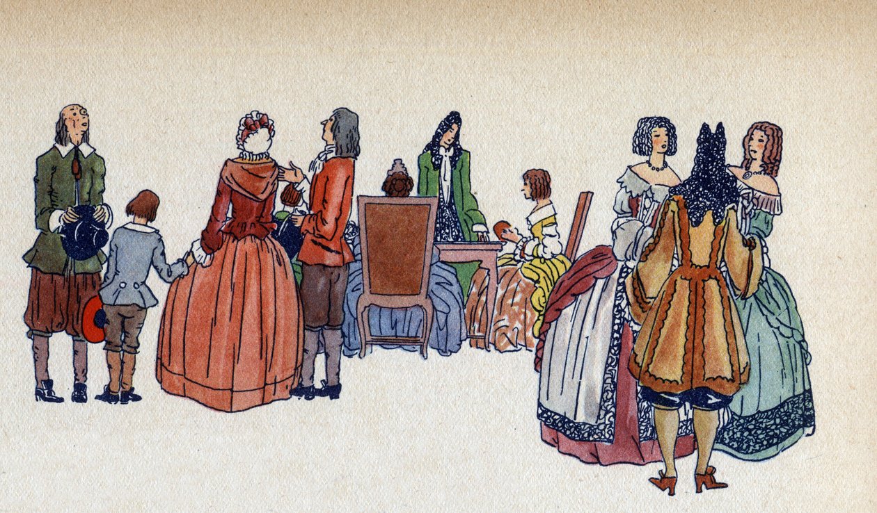 الناس في شقق فرساي - رسم توضيحي لسيلفين سوفاج (1888-1948) لكتاب "لويس الرابع عشر" لفرانتز فونك-برينتانو (1862-1947) لعام 1938 بواسطة سيلفان سوفاج