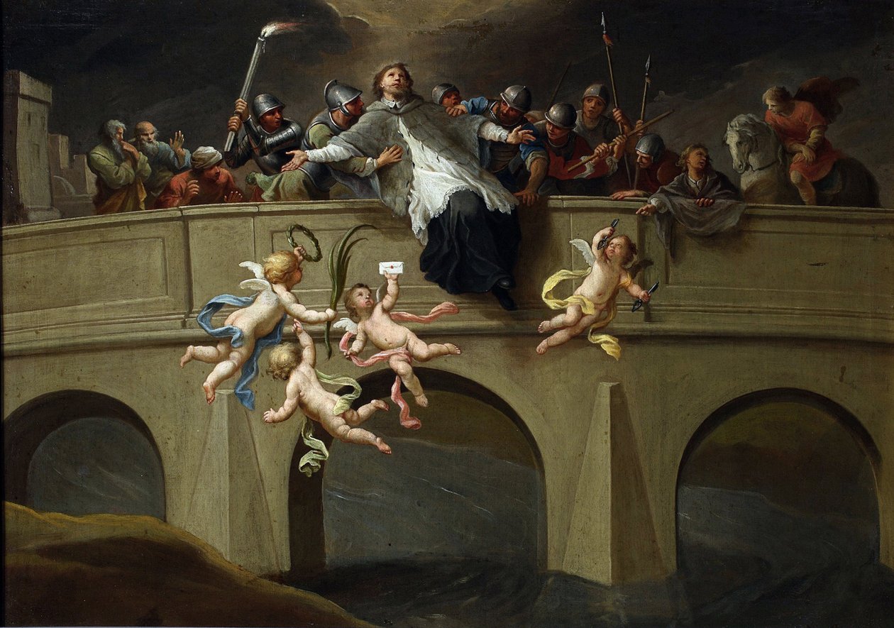 Le martyre de Jean Nepomucene (1345-1393) - استشهاد زوجي تشيكوفيتش من القديس يوحنا نيبوموك ، سيمون (1689-1775). زيت على قماش ، الحجم: 61x86.5 ، ج .1750 ، المتحف الوطني ، وارسو بواسطة سيمون تشيكوفيتش