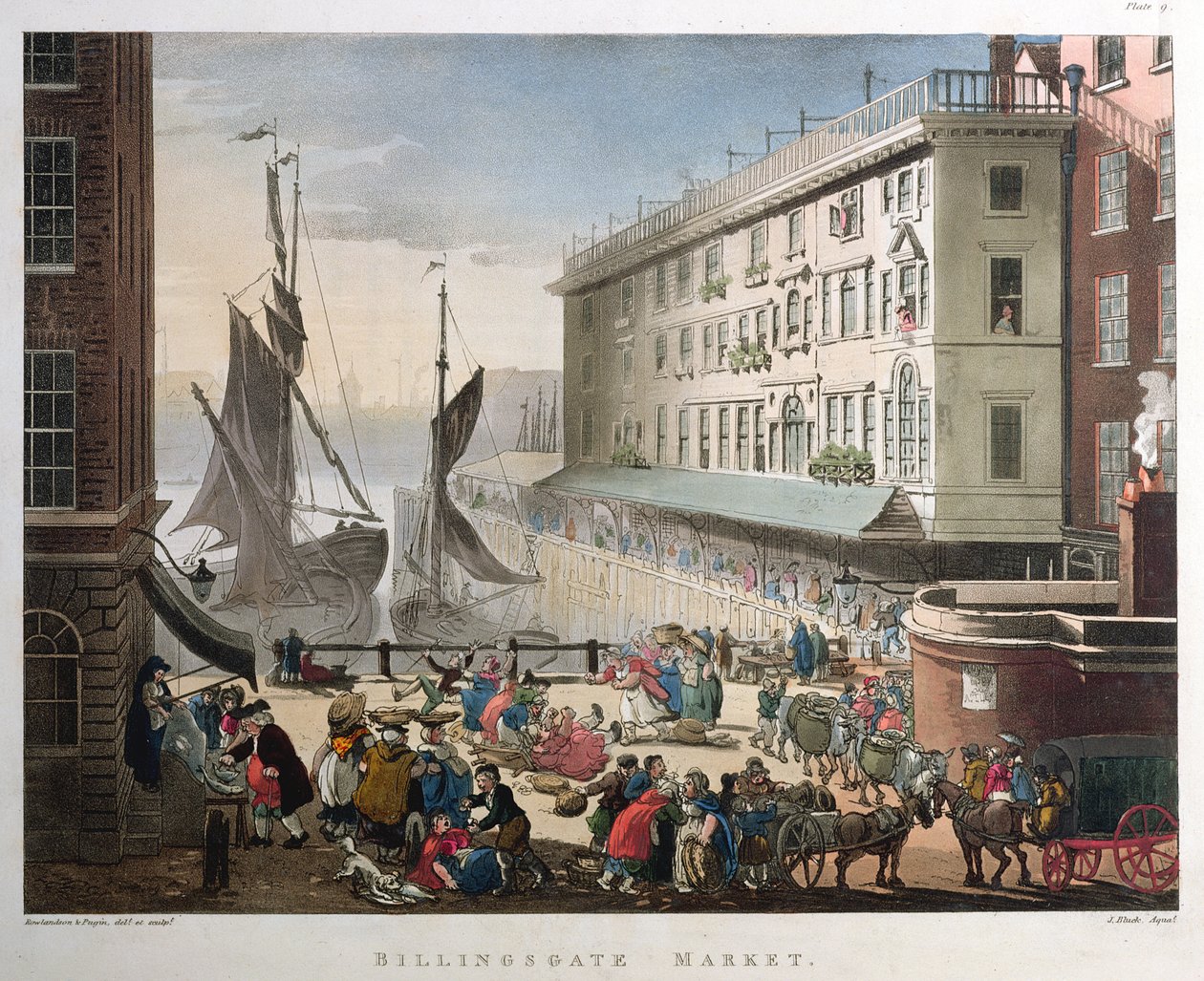 سوق بيلينجسجيت ، لندن ، تم نشره في 1 مارس 1808 (أكواتنت) بواسطة بوجين ورولاندسون