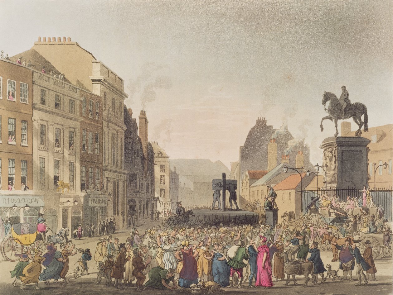 The Pillory ، محفورة بواسطة J. Bluck (fl.1791-1831) من "The Microcosm of London" ، حانة. بقلم رودولف أكرمان (1764-1834) 1808 (أكواتينت) بواسطة بوجين ورولاندسون