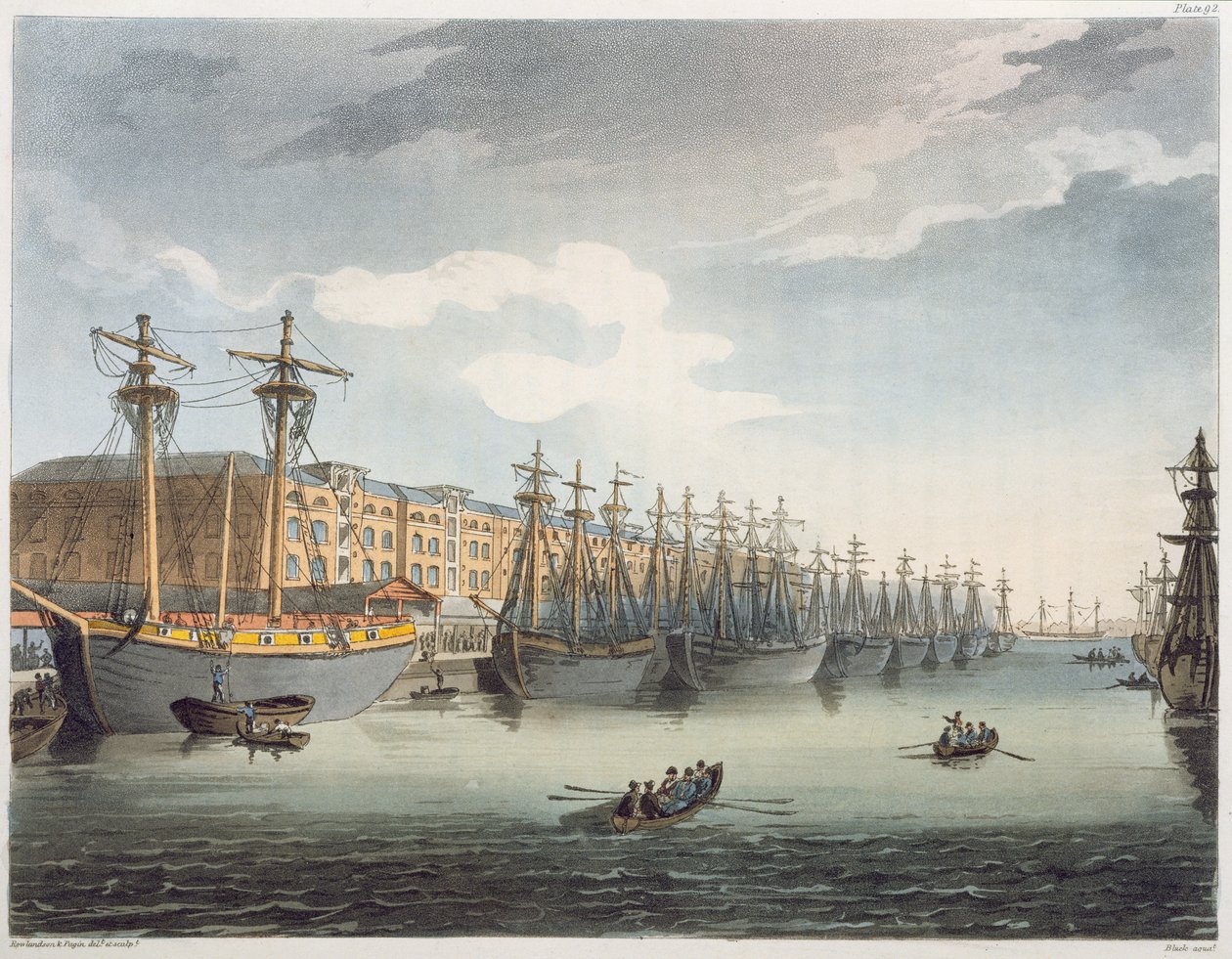 أرصفة غرب الهند ، 1809 بواسطة بوجين ورولاندسون