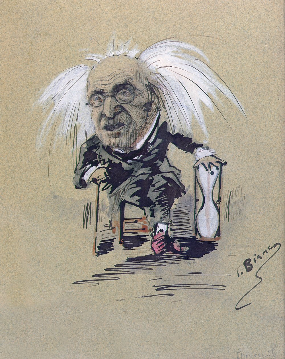 كاريكاتير ميشيل يوجين شيفرول (1786-1889) c.1885-89 (قلم وحبر وجواش على ورق) بواسطة تي بيانكو