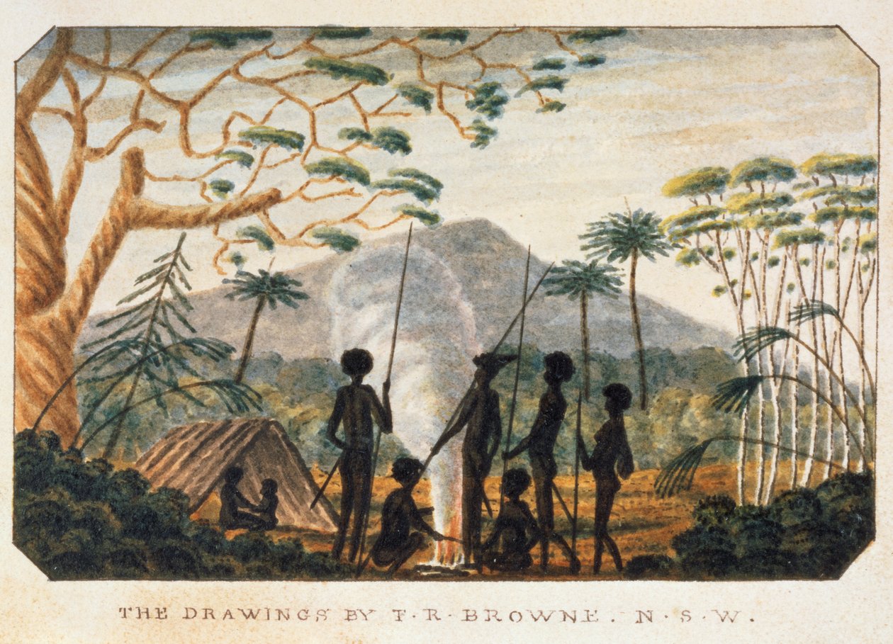 مجموعة من السكان الأصليين حول نار المخيم ، 1813 بواسطة TR براون