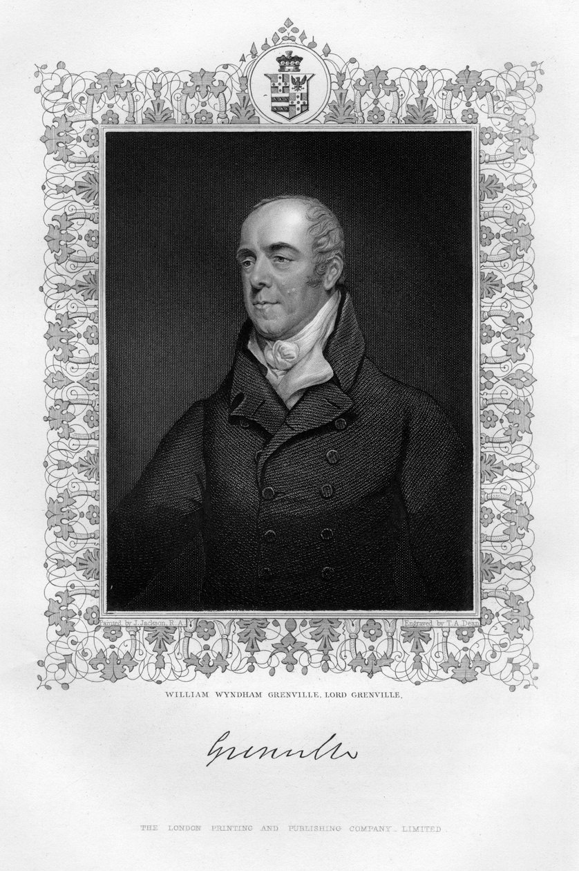 William Wyndham Grenville 1759-1834 ، 1st Baron Grenville ، سياسي إنجليزي ، القرن التاسع عشر. بواسطة عميد الكلية