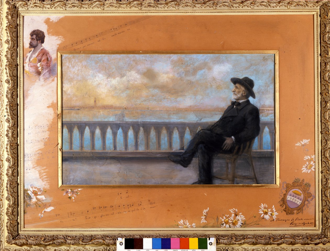 صورة جوزيبي فيردي ، الملحن الإيطالي (1813-1901) ، في البندقية. الباستيل من T. Bianco تبرع به الملحن للمغني Tamagno في عام 1897. بواسطة تي بيانكو