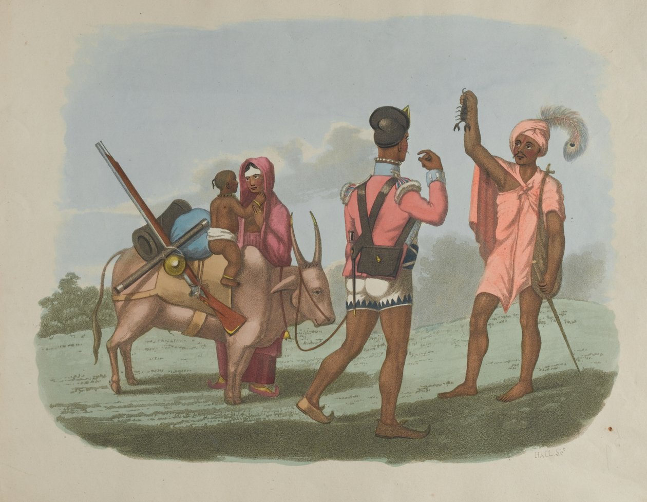 يلتقي البنغال سيبوي وأسرته بأحد طبقات البراغ ، حوالي 1799 بواسطة T. Medland