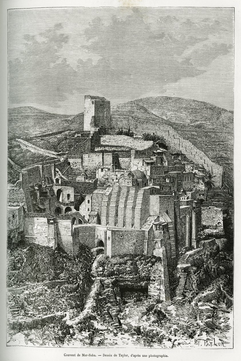 دير مار سابا (فلسطين). نقش تايلور ، لتوضيح قصة سوريا اليوم ، بقلم M. Lortet ، عميد كلية الطب في ليون ، المكلف بمهمة علمية من قبل وزارة التعليم العام ، نُشر في Tou بواسطة تي تايلور