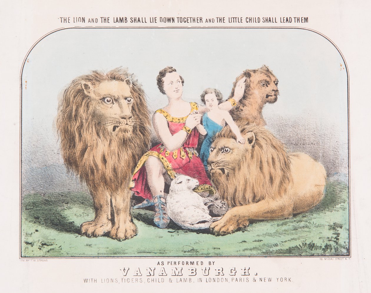 يجب أن يستلقي الأسد والحمل معًا ويقودهم الطفل الصغير ، حوالي عام 1840 (ألوان مائية على الورق) بواسطة TW قوي