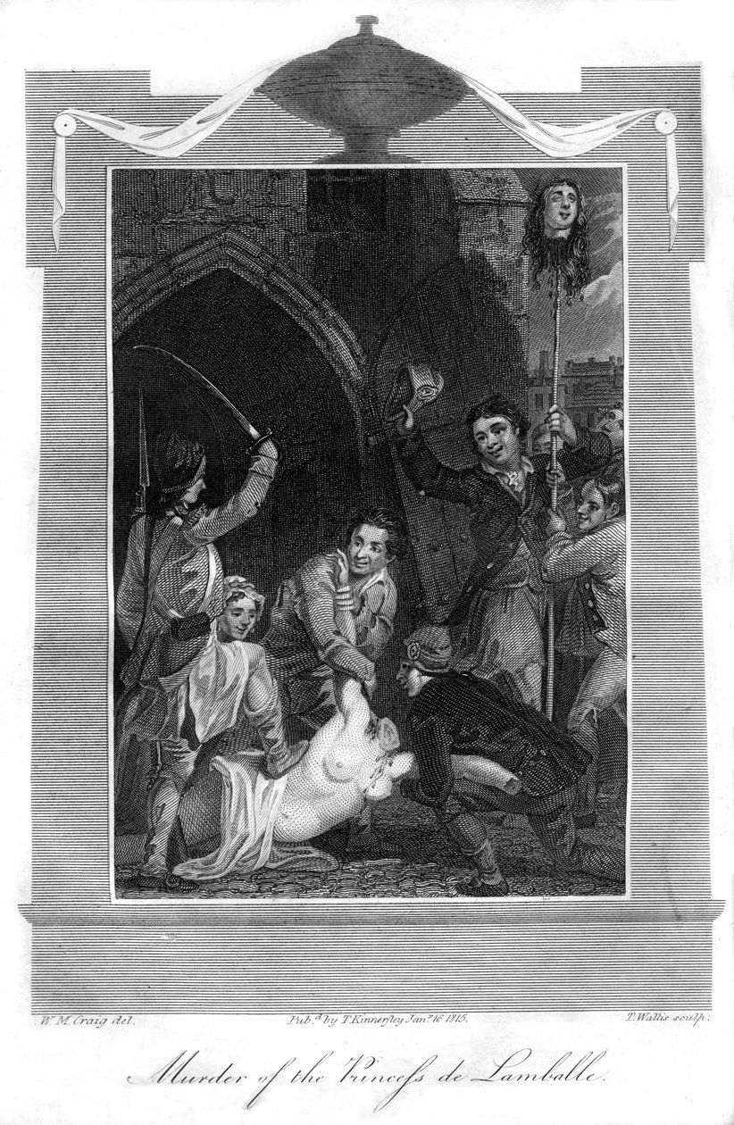 قتل الأميرة دي لامبال عام 1816. بواسطة T. Wallis