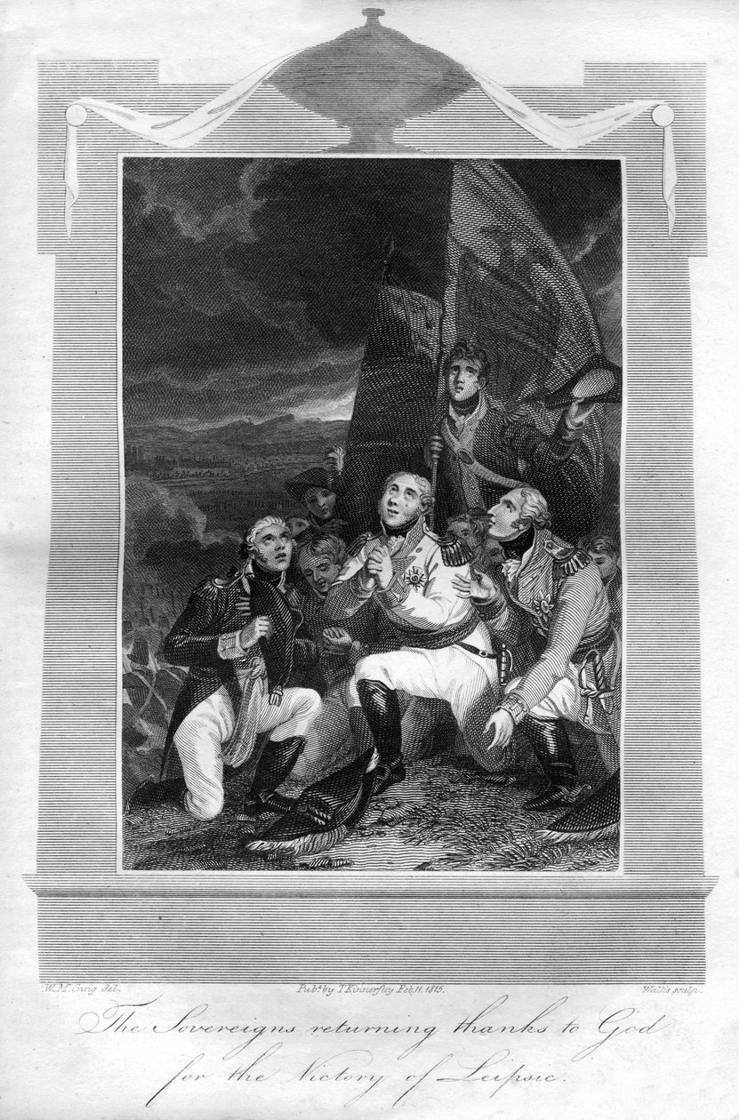 يعود الملوك الحمد لله على انتصار لايبزيغ ، 1816. بواسطة T. Wallis
