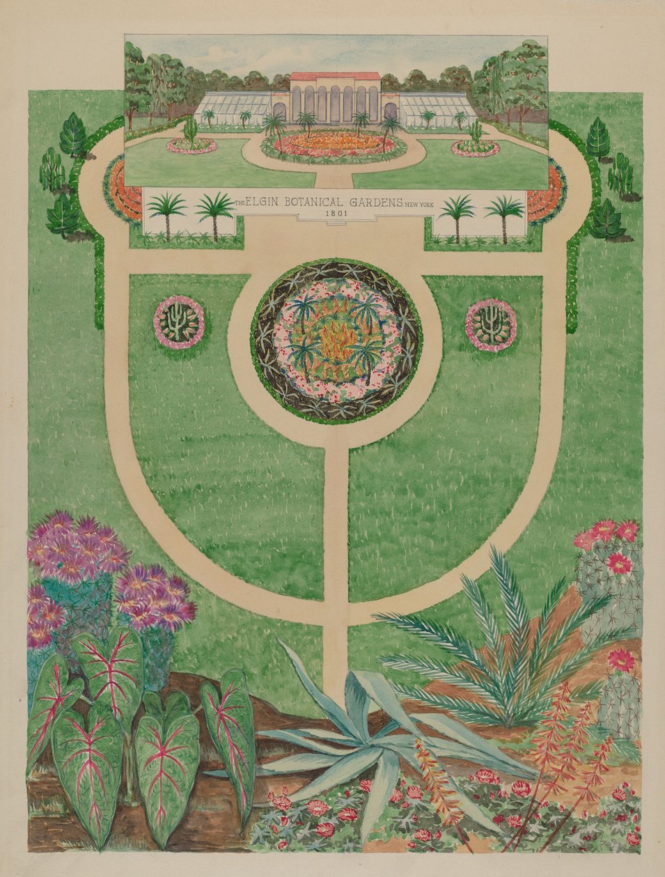 حدائق إلجين النباتية ، ج. 1936. بواسطة طابع هوشير