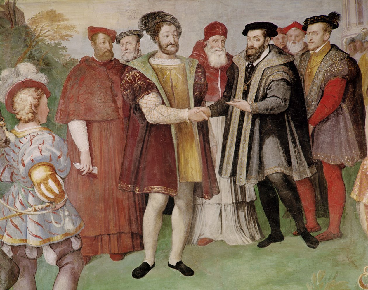 هدنة نيس بين فرانسيس الأول (1494-1547) وتشارلز الخامس (1500-58) من "سالا ديل كونسيجليو ترينتو" (تفاصيل 133346) بواسطة فيديريكو زوكارو
