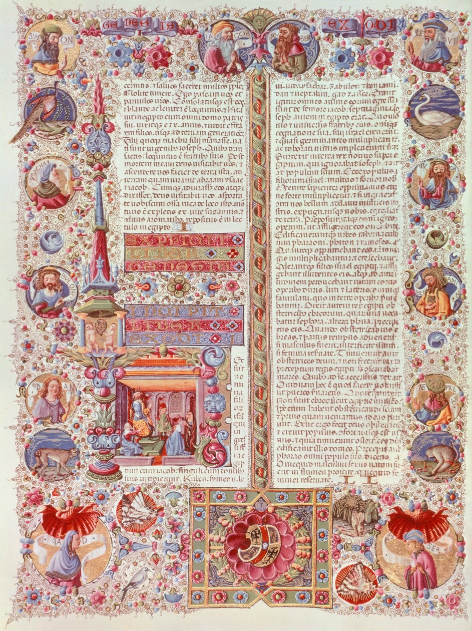 صفحة مضيئة بواسطة Taddeo Crivelli من مخطوطة الكتاب المقدس لـ Borso d'Este. بواسطة تاديو كريفيلي