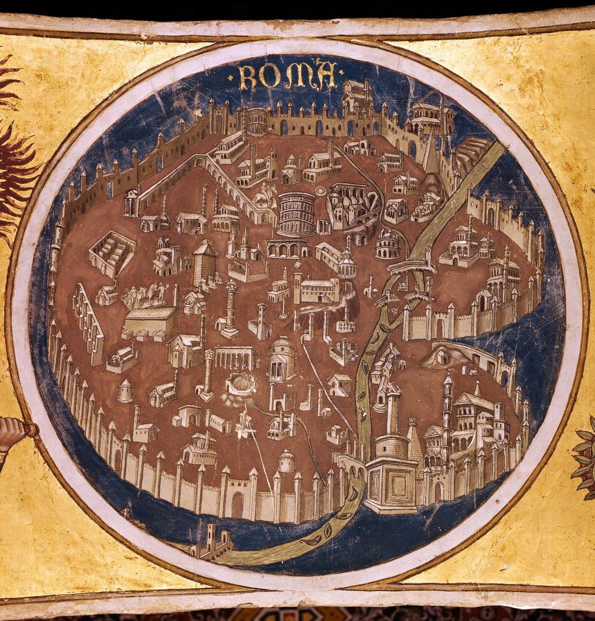 خريطة منظورية لروما مع آثار العصور القديمة 1414 بواسطة Taddeo di Bartolo