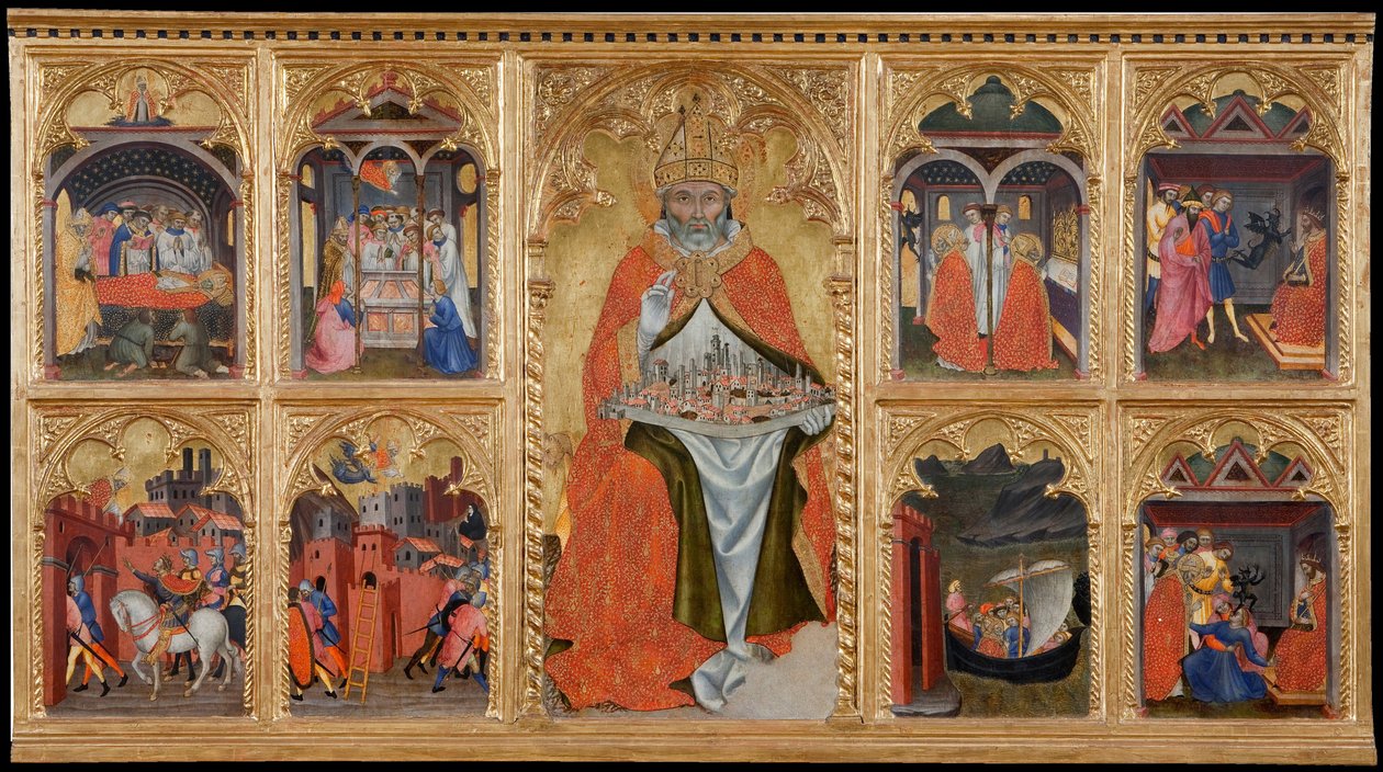 "" San Gimignano tronant "(Saint Geminien de Modene، 312-397) Tempera sur bois de Taddeo di Bartolo (1362-1422) بواسطة Taddeo di Bartolo