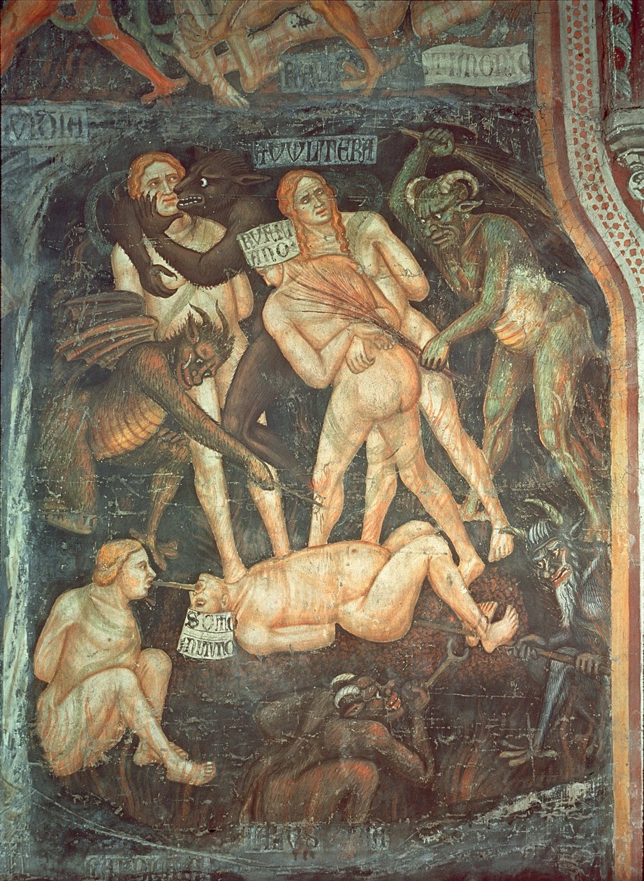 الحكم الأخير ، تفاصيل الزناة ، ج 1394 بواسطة Taddeo di Bartolo