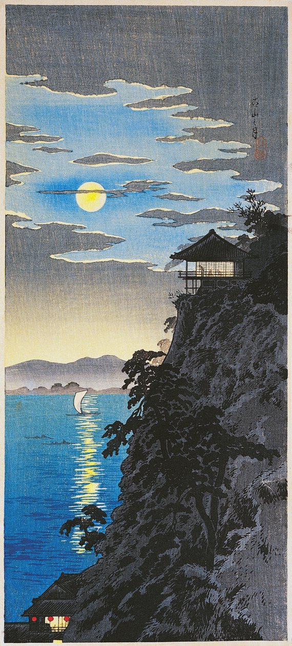 Moon at Ishiyama on Lake Biw, c.1936 (O-Tanzaku woodcut) بواسطة تاكاهاشي هيرواكي
