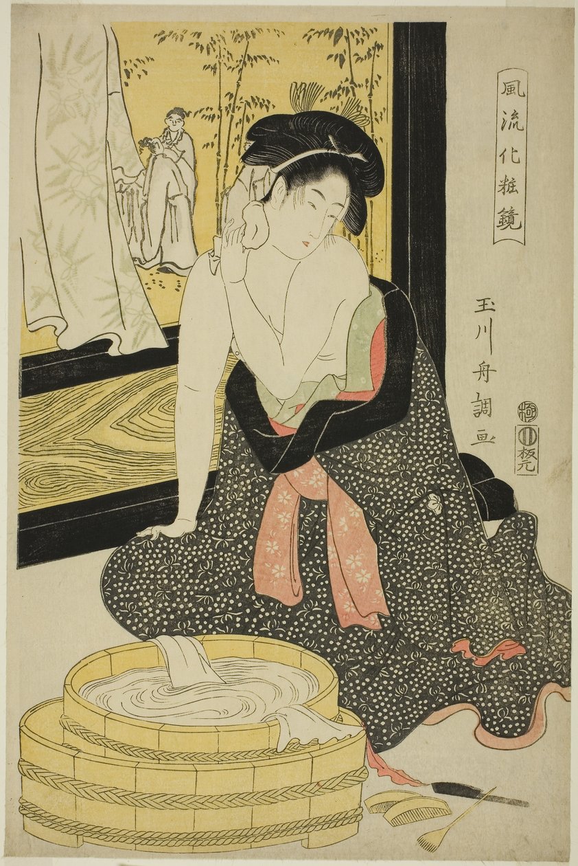 مرآة الأناقة (Furyu kesho kagami) (طباعة خشبية ملونة ؛ oban) بواسطة تاماغاوا شوتشو