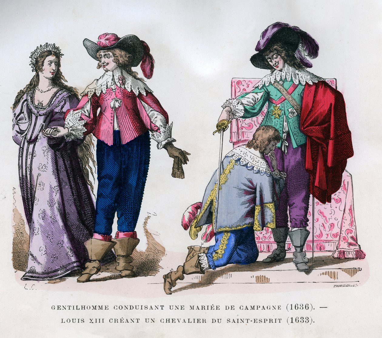 رجل نبيل يقود عروسًا ريفيًا ، 1636 ، ولويس الثالث عشر يصنع فارسًا ، 1633 1882-1884 بواسطة تميسير