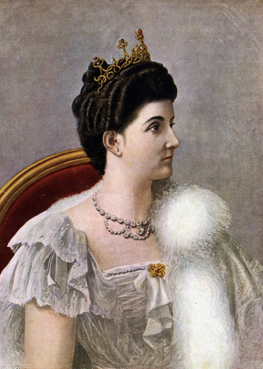 صورة لملكة إيطاليا هيلين (إلينا) ملكة الجبل الأسود (1873-1952) رسم تانكريدي سكاربيللي (1866-1937) من "Storia d