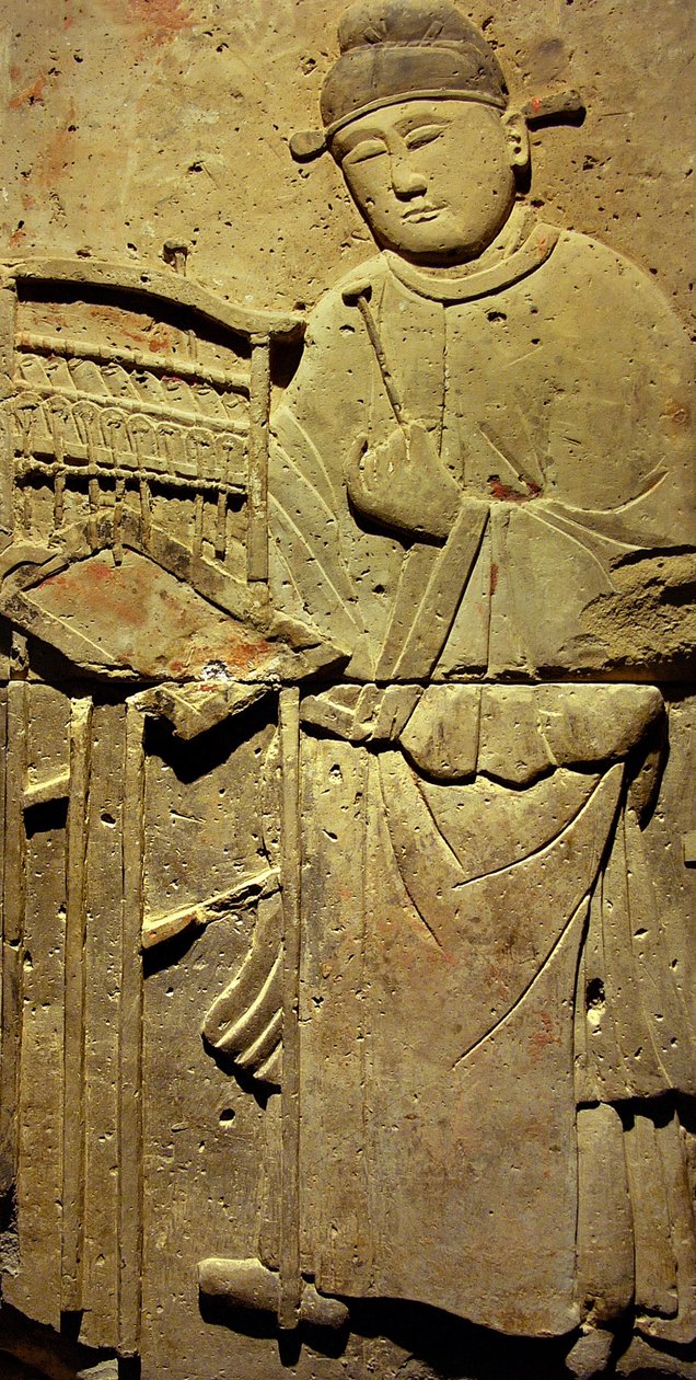 شاهدة من الطين مع الموسيقار ، أسرة تانغ بواسطة اسرة تانغ الصينية