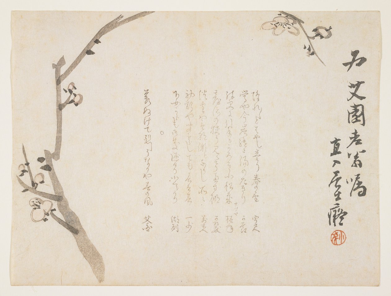 أزهار البرقوق ، c.1848-53 (طباعة كتلة خشبية ملونة) بواسطة Tanomura Chokuny