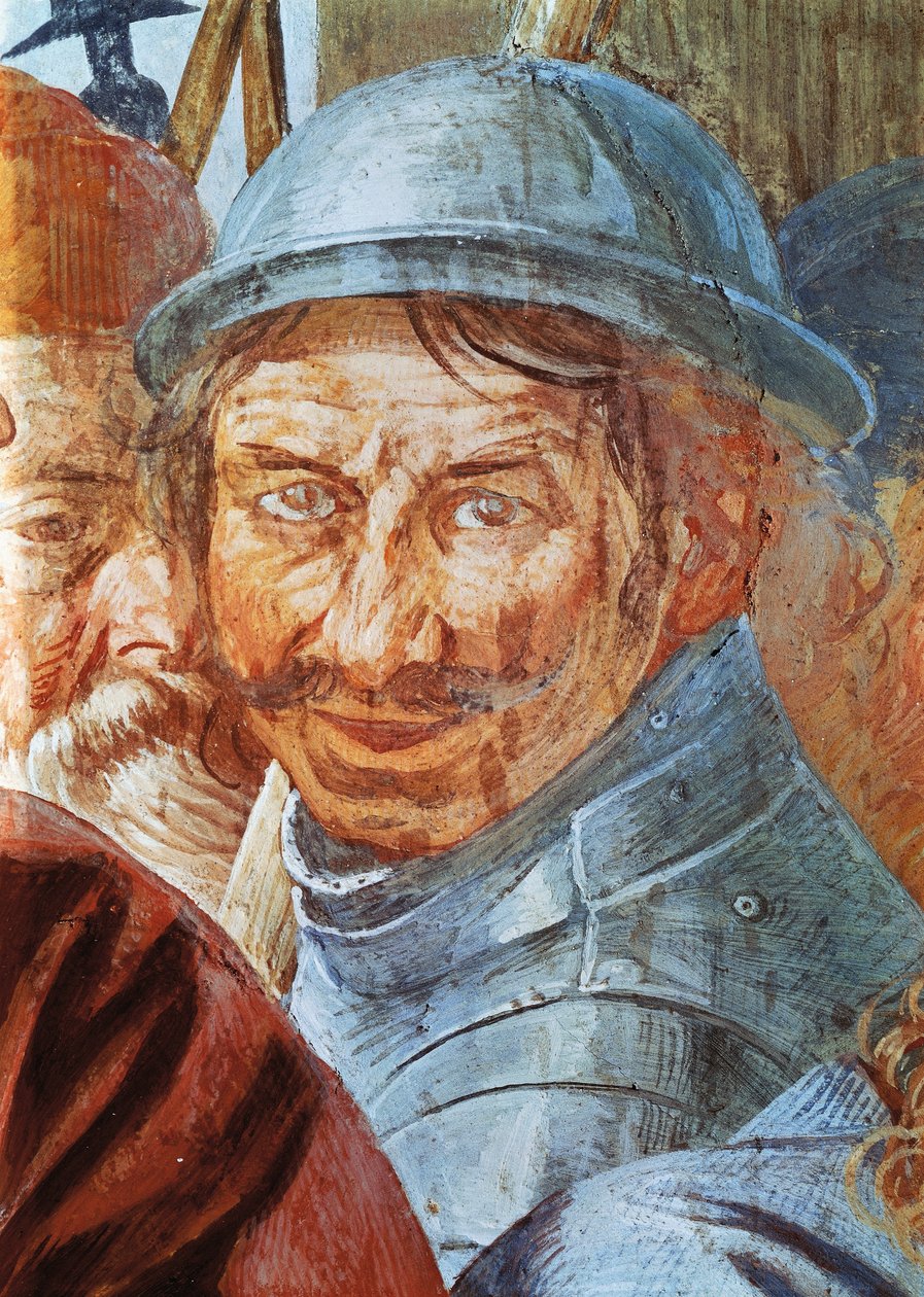 رأس محارب ، تفاصيل من لوحة جدارية ، رسمها أنطونيو دي إنريكو المعروف باسم تانزيو فارالو (1575-1635) بواسطة رقصة فارالو