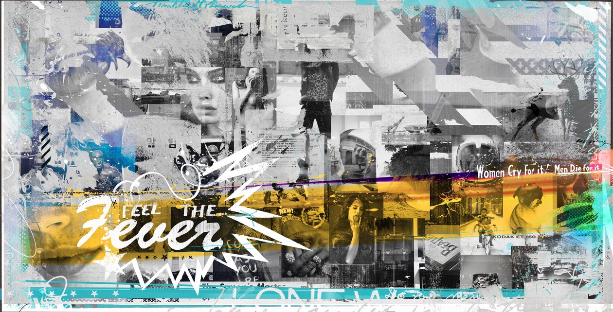 Feel the Fever، 2018 (كولاج على قماش) بواسطة تيس ألبرز