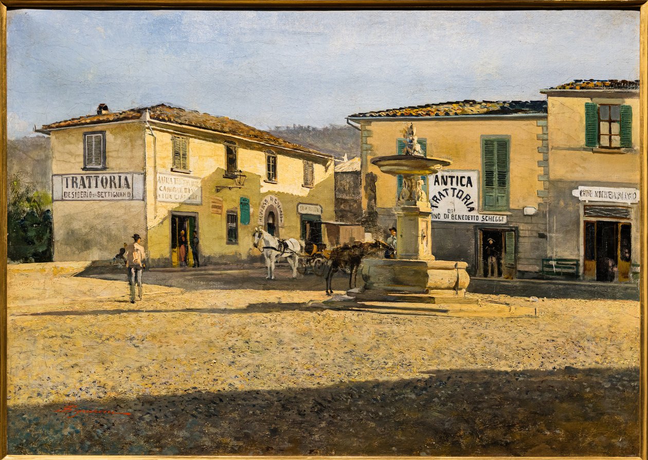 ساحة في سيتينيانو ، 1861 (زيت على قماش) بواسطة Telemaco Signorini