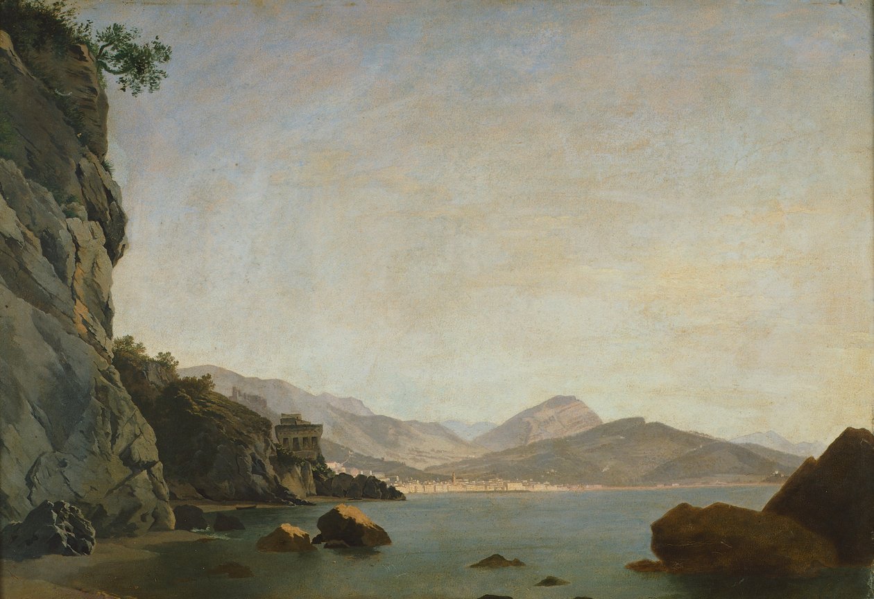 View of the Gulf of Salerno (oil on canvas) بواسطة تيودورو دوكليري