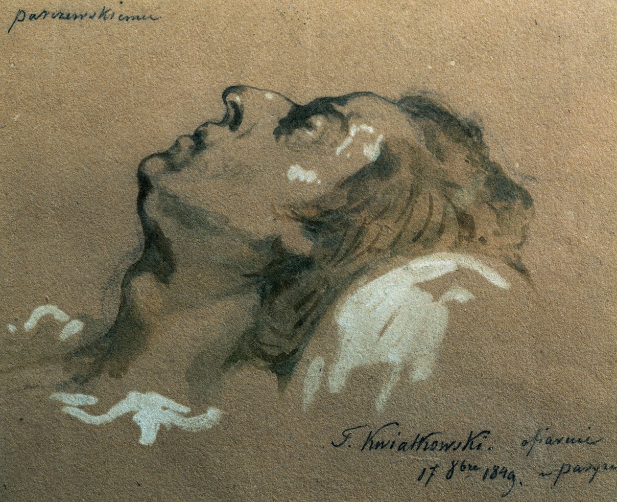 الملحن وعازف البيانو البولندي فريدريك شوبان (1810-1840) على فراش الموت ، رسم بواسطة تيوفيل كوياتكوفسكي (1809-1891) بواسطة تيوفيل كوياتكوفسكي