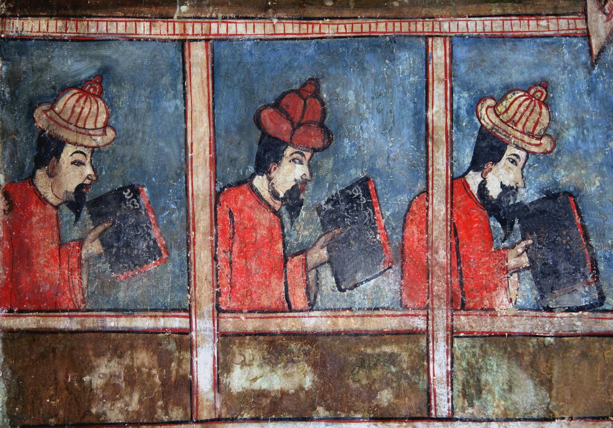 تفاصيل التجار الصينيين (جدارية) بواسطة المدرسة التايلاندية