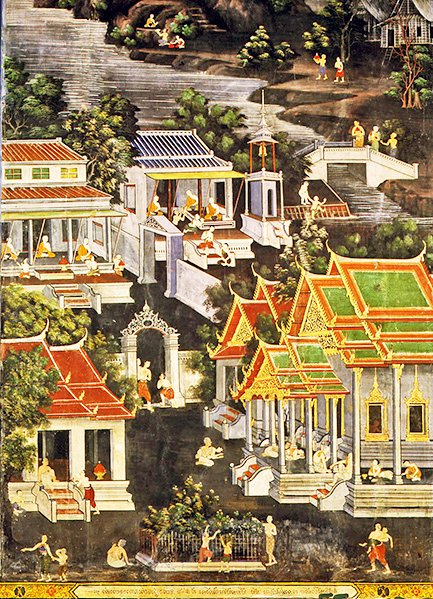 حياة الرهبان ، Wirharn Sasada ، Wat Bowonniwet Vihara ، بانكوك (في الهواء الطلق) بواسطة المدرسة التايلاندية