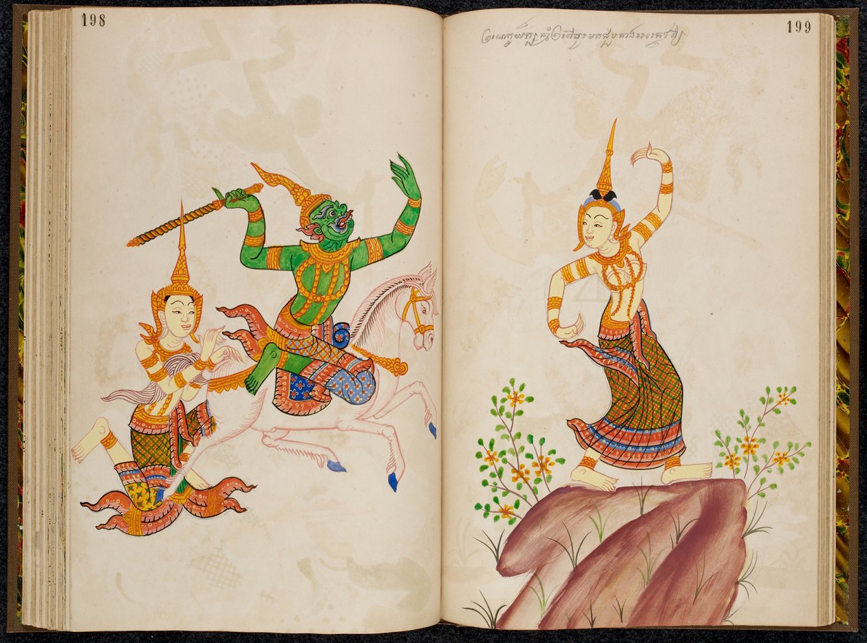 مشهد من النسخة التايلاندية من Vidhura-pandita Jataka. بواسطة المدرسة التايلاندية