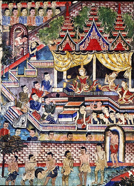 Wiharn Laikarn ، حلقة من Jataka Sang Thong (في الهواء الطلق) بواسطة المدرسة التايلاندية