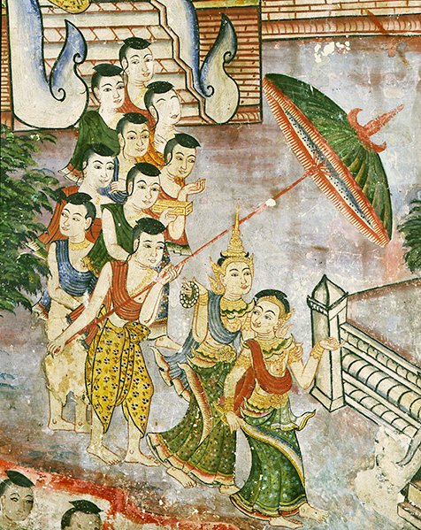 Wiharn Laikarn ، حلقة من Jataka Sang Thong (في الهواء الطلق) بواسطة المدرسة التايلاندية