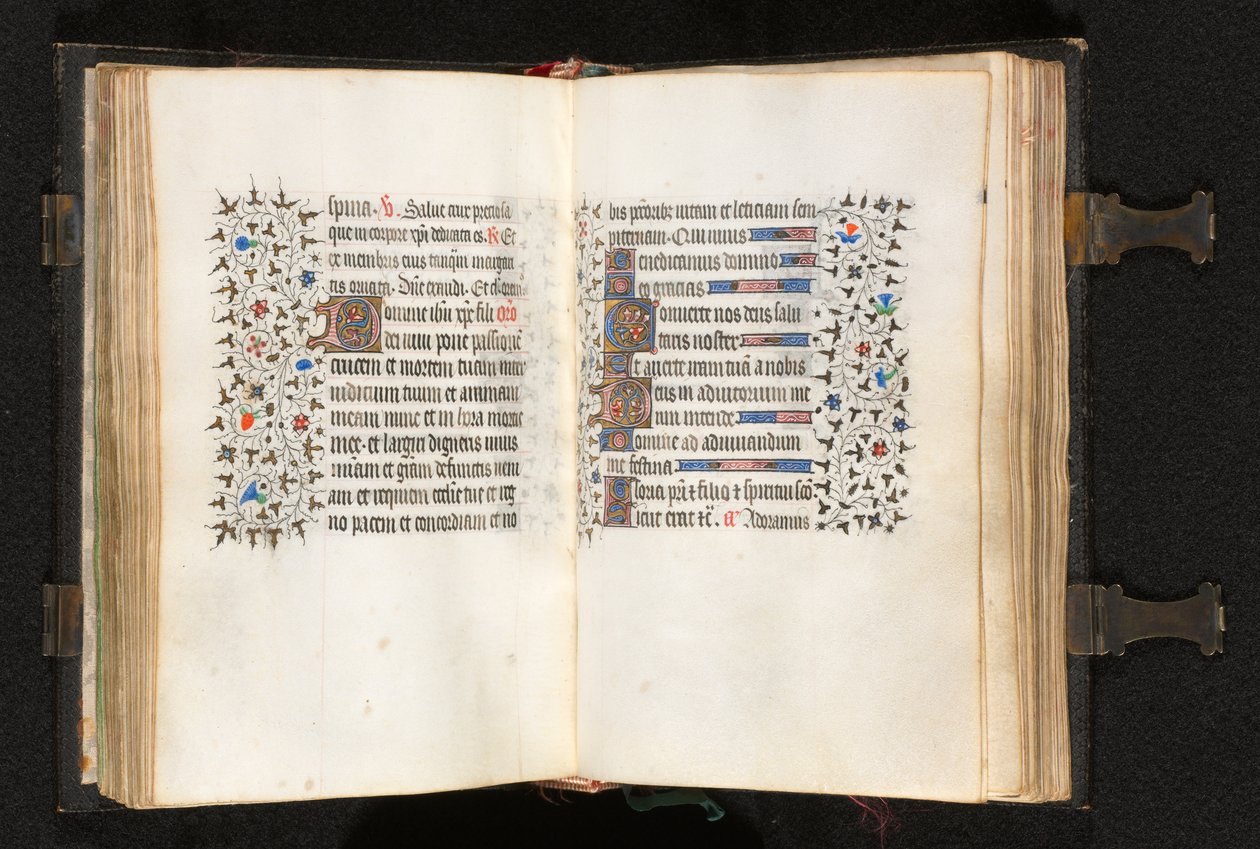 كتاب ساعات استخدام باريس: Fol. 106 و ، الأحرف الأولى المتعددة ذات الحدود المزخرفة ، ج. 1420. بواسطة سيد بيدفورد