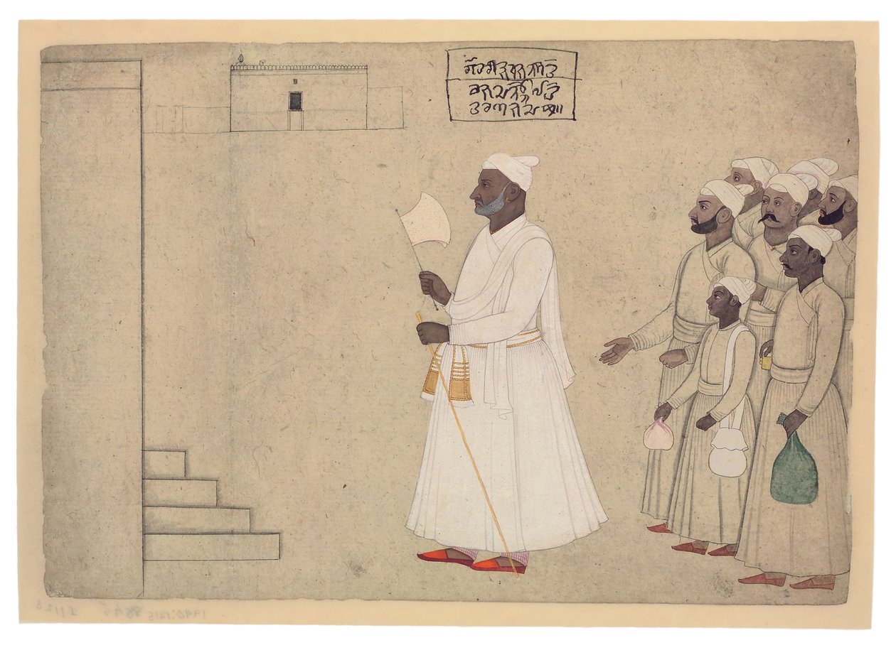 بانديت هاري ساران يقترب من قصر ، c.1755-60 (معتم مرحاض وذهب على الورق) بواسطة عائلة نينسوخ