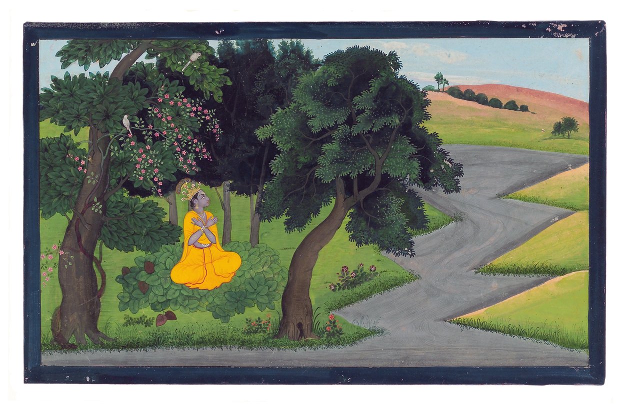 في انتظارها في فيلم `` Love&39;s Sacred Thicket &39;&39; ، 1775-1800 (مرحاض غير شفاف وذهب على الورق) بواسطة عائلة نينسوخ