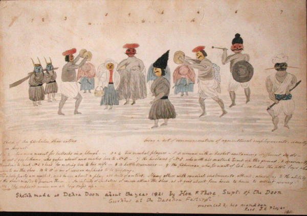 رسم تخطيطي لحياة الجورخا في ديهرا دون ، حوالي عام 1821 (ألوان مائية على ورق) بواسطة هون. فريدريك شور