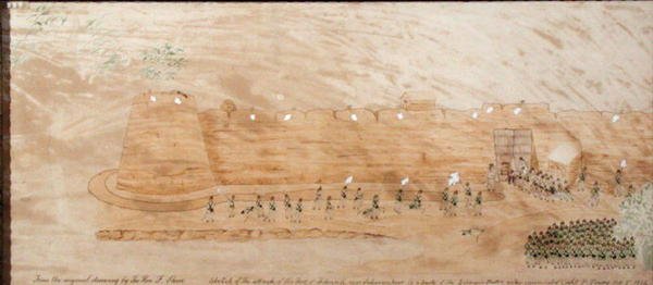 رسم تخطيطي للهجوم على كونجا ، 3 أكتوبر 1824 (ألوان مائية على ورق) بواسطة هون. فريدريك شور