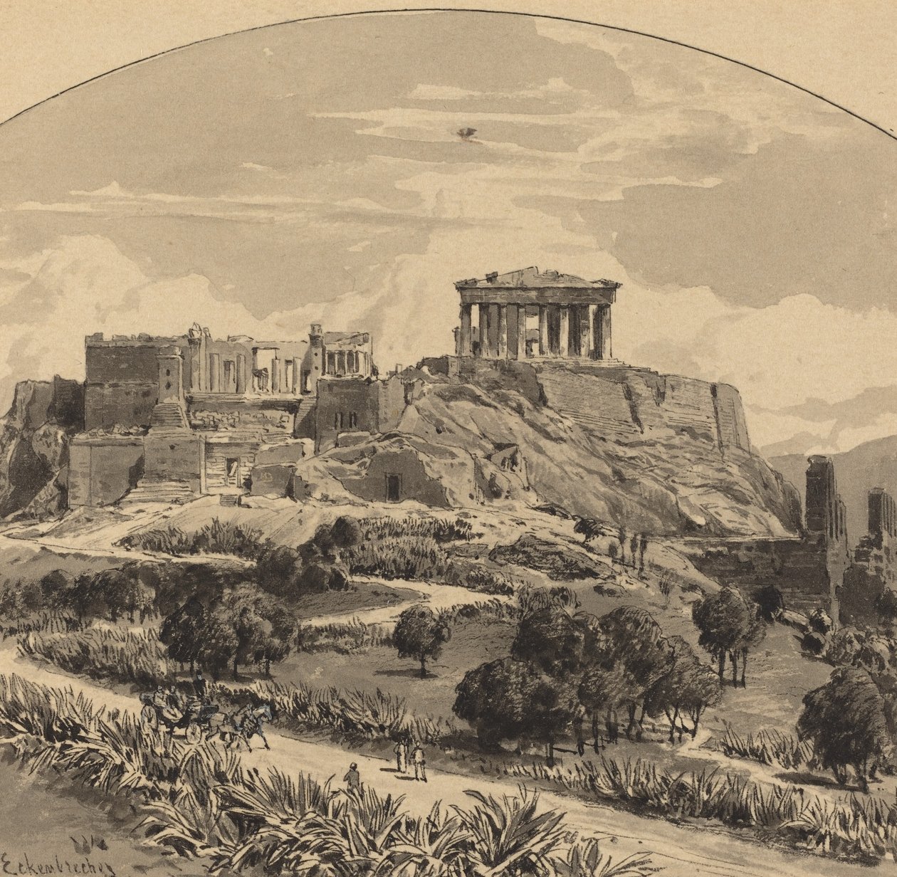 الأكروبوليس من الغرب بواسطة Themistocles من الكسارة الزاوية