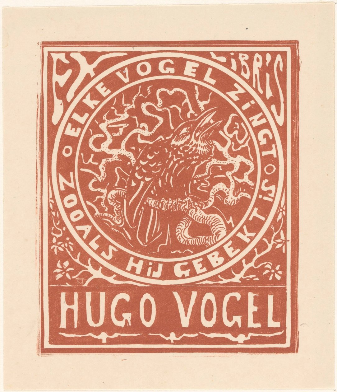 Ex libris van Hugo Vogel. السابق ليبريس فان هوغو فوجل بواسطة ثيو فان هويتيما