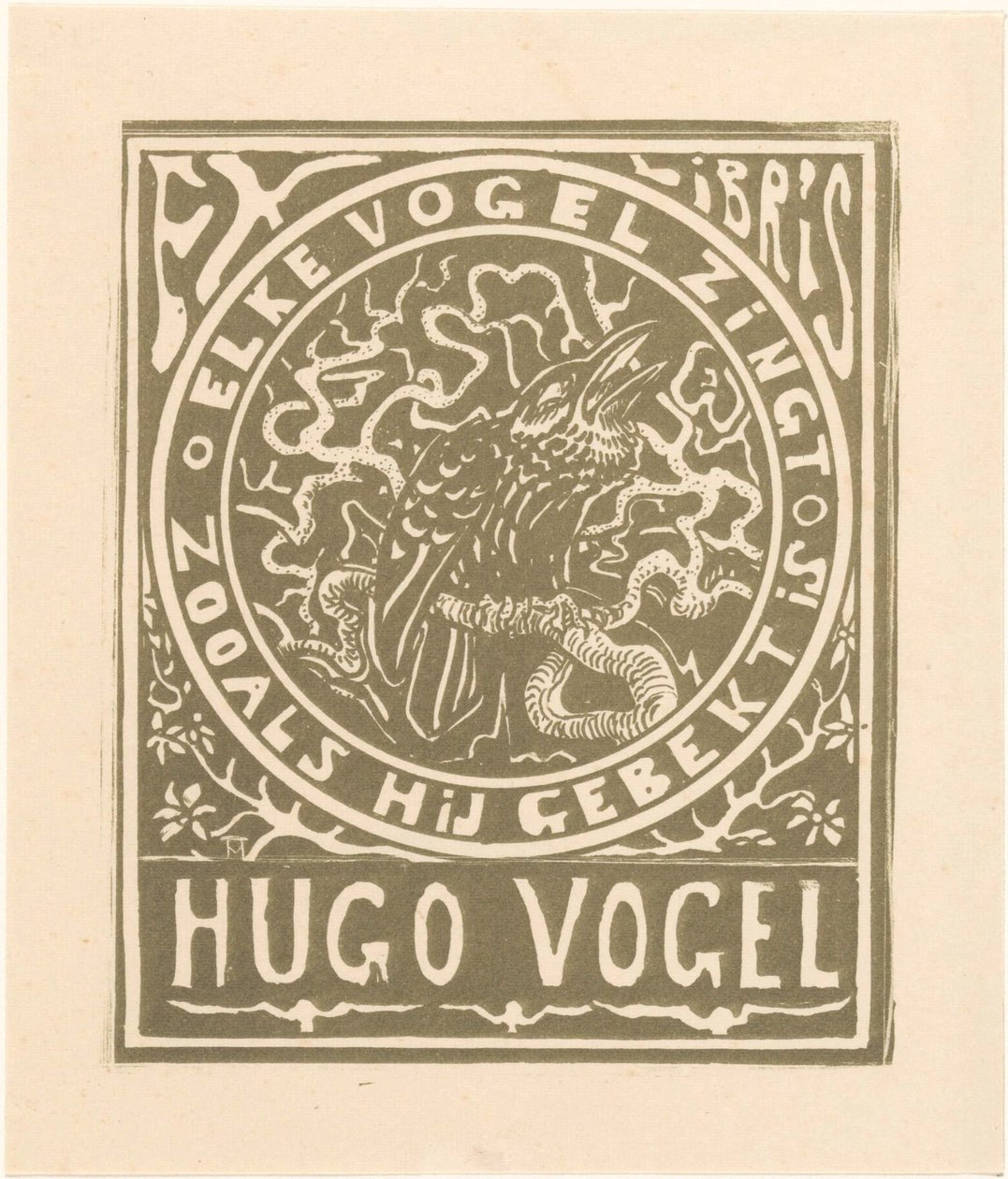 Ex libris van Hugo Vogel. السابق ليبريس فان هوغو فوجل بواسطة ثيو فان هويتيما