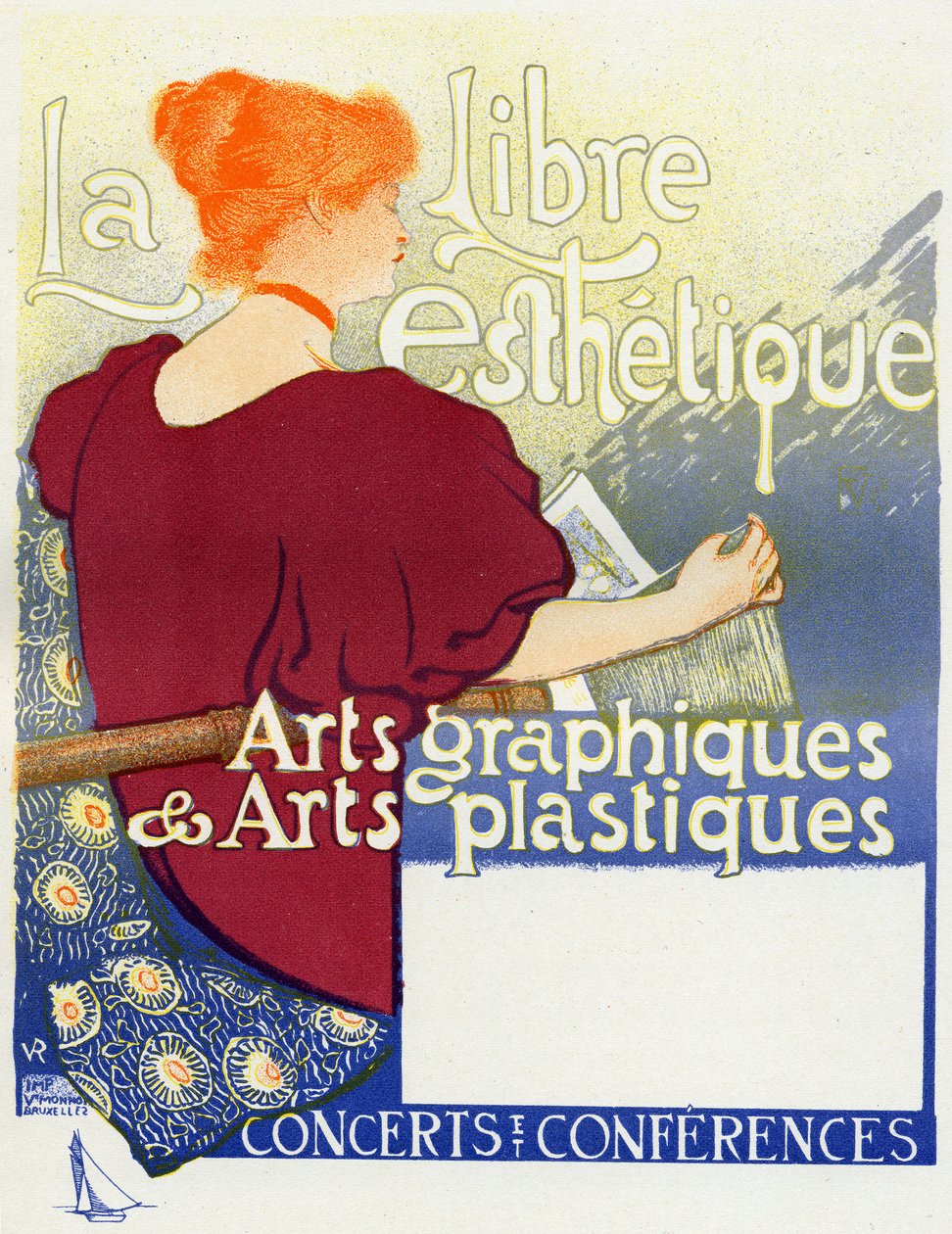 موسيقى. La Libre Esthetique (The Free Aesthetic) ، حفلات موسيقية في Bruxelles. ملصق من قبل فان ريسيلبيرجي ، بلجيكا ، حوالي 1895 (ملصق) بواسطة Théo van Rysselberghe