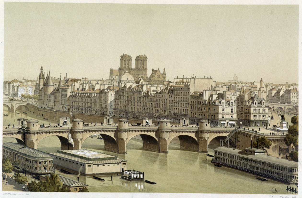 Ile de la Cité و Pont neuf في باريس بواسطة تيودور جوزيف هوبرت هوفباور
