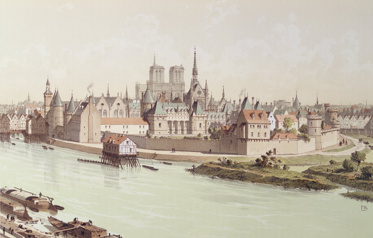 Ile de la Cite في 1530 بواسطة تيودور جوزيف هوبرت هوفباور